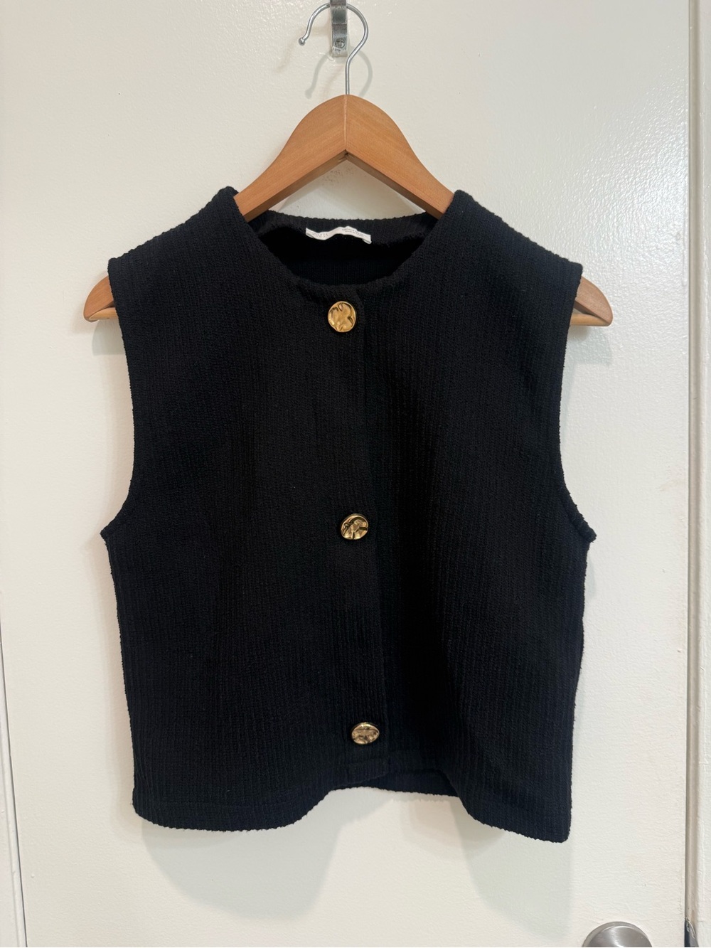 Zara Textured Black Vest Tank Top Blouse S